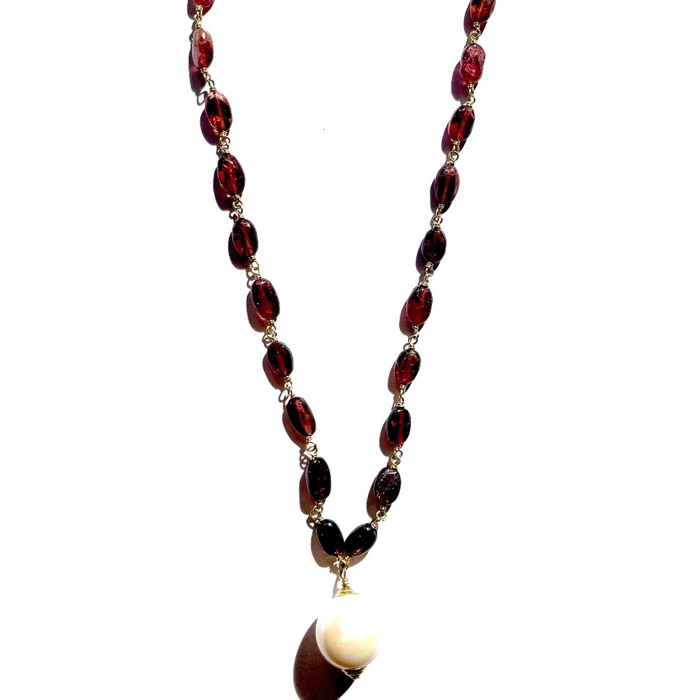 Pink Tourmalines With 18 MM South Sea Pearl Necklace